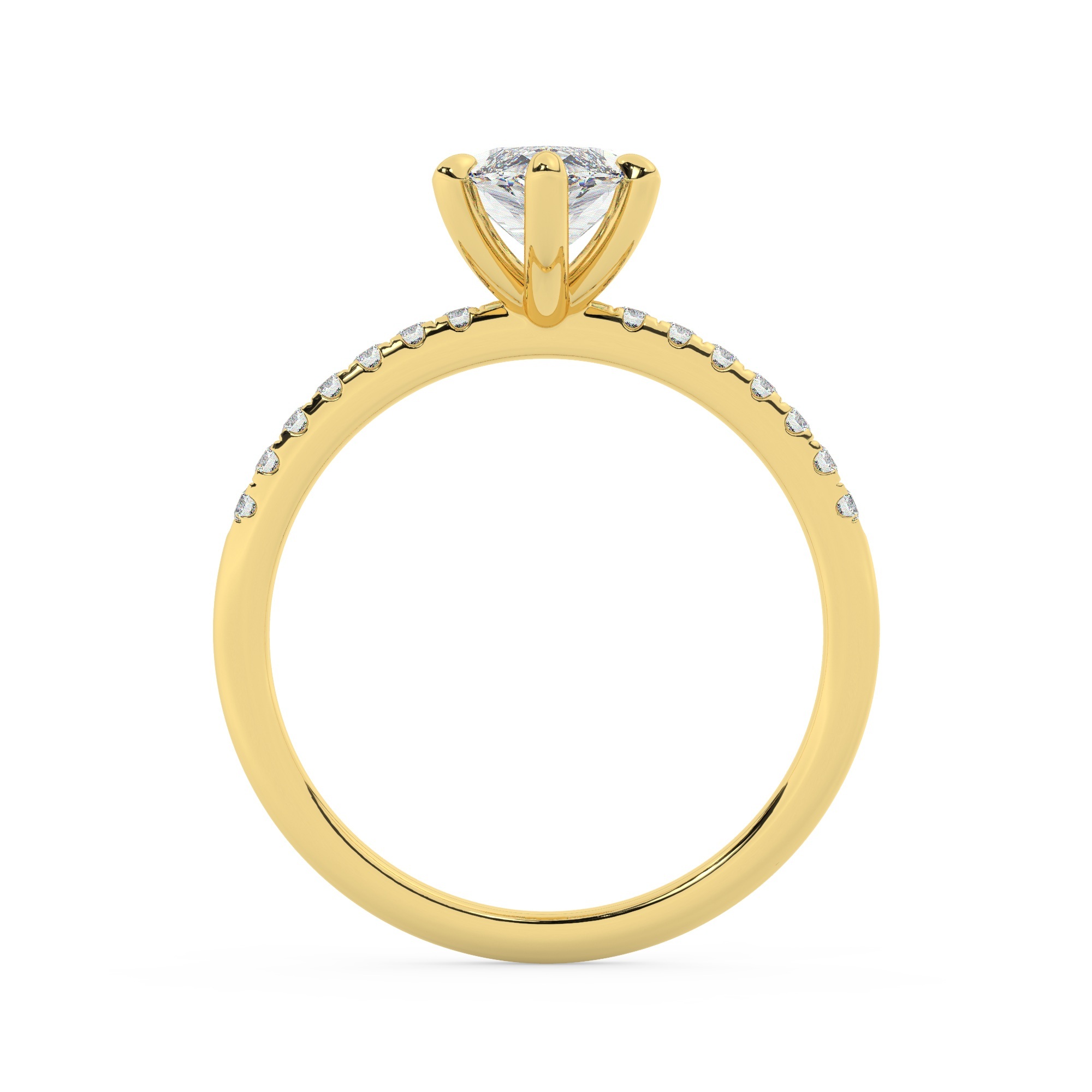טבעת אירוסין סוליטר ויהלומים בצדדים דגם 50048 כסף מצופה זהב צהוב במרכז זירקוניה 0.50 קראט בחיתוך מרקיזה מסביב ובצדדים זירקונים בחיתוך עגול – תמונה 3